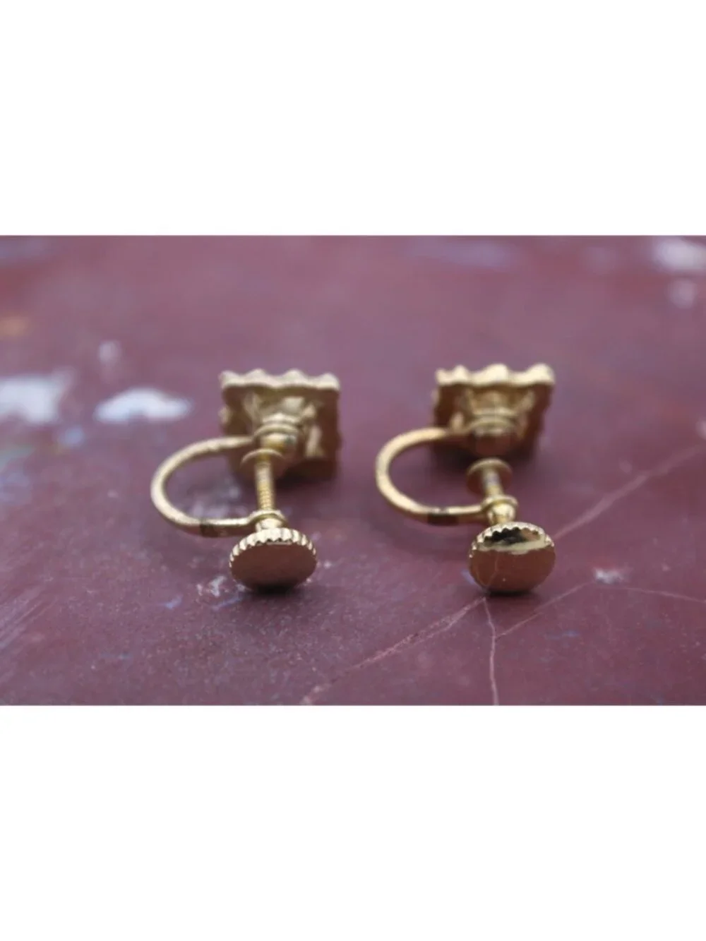 Iridescent Rhinestone Aurora Borealis Screw‑Back Earrings Gold Tone Mid‑Century
